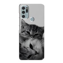 Чехол с рисунком кот на Motorola MOTO G60s (Пара котов)