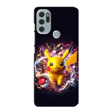 Чехол с Пикачу на Motorola MOTO G60s (Пикачу с мячом)