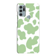 Чехол с принтом коровы на Мото G60s (Зеленый принт)