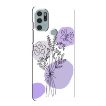 Силиконовый чехол с принтом в цветах на Motorola MOTO G60s – Фиолетовый букет