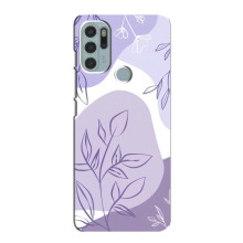 Силиконовый чехол с принтом в цветах на Motorola MOTO G60s – Фиолетовый дизайн