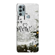 Новогодние, Праздничные Чехлы для Motorola MOTO G60s - 2024 год (Let it snow)