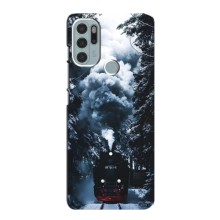 Новогодние, Праздничные Чехлы для Motorola MOTO G60s - 2024 год (Зимний поезд)