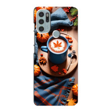 Чехол с уникальным дизайном «Осень с кофе» для Motorola MOTO G60s – Кофе и тыквы
