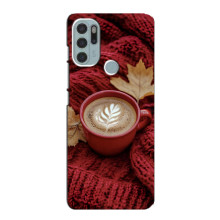 Чехол с уникальным дизайном «Осень с кофе» для Motorola MOTO G60s – Кофе на пледе