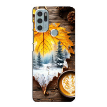 Чехол с уникальным дизайном «Осень с кофе» для Motorola MOTO G60s – Осенне-зимнее кофе