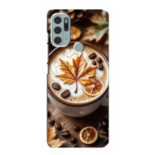 Чехол с уникальным дизайном «Осень с кофе» для Motorola MOTO G60s – Пряный кофе