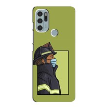 Силиконовый бампер (Работники) на Motorola Moto G60s (Пожарник)
