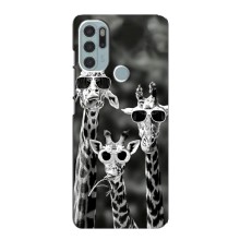 Силиконовый чехол с КАРТИНКАМИ лето для Motorola MOTO G60s (AlphaPrint) (Жирафы в очках)