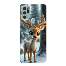 Яркий чехол для Motorola MOTO G60s с Зимними Оленятами – Оленёнок в лесу