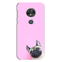Бампер для Motorola Moto G7 Play с картинкой "Песики" (Собака на розовом)