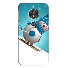 Новорічні Чохли для Моторола MOTO G7 Плей (VPrint) (Сніговик на лижах)