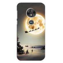 Новогодние, Праздничные Чехлы для Motorola MOTO G7 Play - 2024 год (Санта на луне)