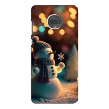 Чехлы на Новый Год Motorola MOTO G7 Plus (Снеговик праздничный)