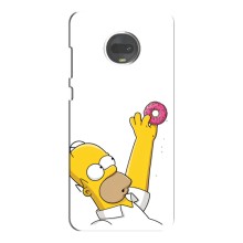 Чехол с Симпсонами для Motorola MOTO G7 Plus (VPrint) (Гомер с пончиком)