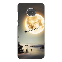 Новогодние, Праздничные Чехлы для Motorola MOTO G7 Plus - 2024 год (Санта на луне)