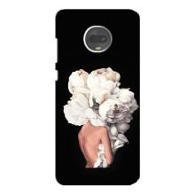 Чехлы (ART) Цветы на Motorola MOTO G7 (VPrint) (Белые цветы)