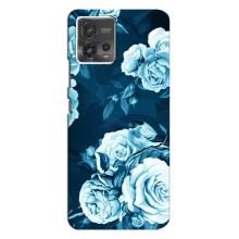 Чехлы (ART) Цветы на Motorola MOTO G72 (VPrint) (Голубые Бутоны)