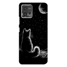 Чехол с принтом для Motorola MOTO G72 (AlphaPrint) Модные коты (Котик и луна)