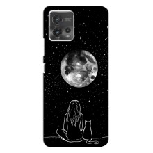 Чехол с рисунком кот на Motorola MOTO G72 (Девушка с котом)