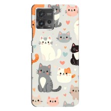 Чехол с рисунком кот на Motorola MOTO G72 (Коллаж котов)