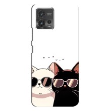 Чехол с рисунком кот на Motorola MOTO G72 (Коты в очках)