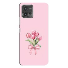 Чехол с розовым рисунком для Motorola MOTO G72 (Букет цветов)