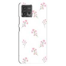 Чехол с розовым рисунком для Motorola MOTO G72 (Розовые цветы)