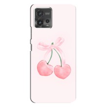 Чехол с розовым рисунком для Motorola MOTO G72 (Розовые вишни)
