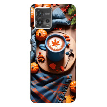 Чехол с уникальным дизайном «Осень с кофе» для Motorola MOTO G72 – Кофе и тыквы