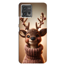 Яркий чехол для Motorola MOTO G72 с Зимними Оленятами – Олень в свитере