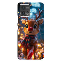 Яркий чехол для Motorola MOTO G72 с Зимними Оленятами – Олень в шарфе