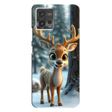 Яркий чехол для Motorola MOTO G72 с Зимними Оленятами – Оленёнок в лесу