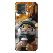 Друкований чохол 'Звірята з кавою' для Motorola MOTO G72 – Тигр з кавою