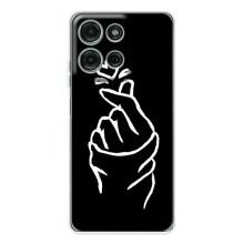 Чехлы (Знак сердечка) на Motorola Moto G75 – Сердце на черном