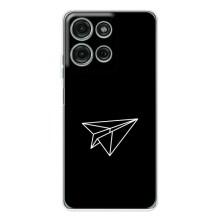 Чехол с картинками на черном фоне для Motorola Moto G75 – Самолетик