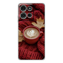Чехол с уникальным дизайном «Осень с кофе» для Motorola Moto G75 – Кофе на пледе