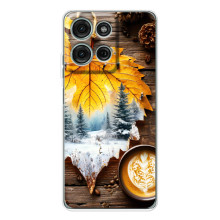 Чехол с уникальным дизайном «Осень с кофе» для Motorola Moto G75 – Осенне-зимнее кофе