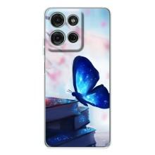 Силиконовый бампер с картинкой животных для Motorola Moto G75 (Бабочка синяя)