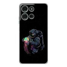 Силіконовый Чохол з принтом "Космонавти" на Motorola Moto G75 – В руках земля