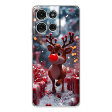 Яркий чехол для Motorola Moto G75 с Зимними Оленятами – Олень среди подарков