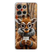 Печатный чехол «Зверята с кофе» для Motorola Moto G75 – Жираф с кофе