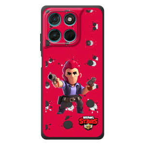 Бампер (ТПУ) с принтом Brawl Stars на Мото Джи77 (Кольт на красном)