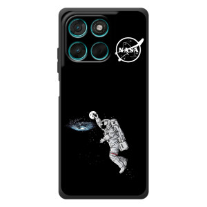 Силиконовый бампер с принтом "Наса" на Motorola Moto G77 (Космонавт баскетболист)