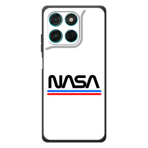 Силиконовый бампер с принтом "Наса" на Motorola Moto G77 (NASA на белом фоне)