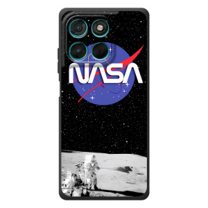 Силиконовый бампер с принтом "Наса" на Motorola Moto G77 (Nasa на луне)