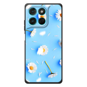 Чехол с Цветами для Motorola Moto G77 (ромашки на голубом)