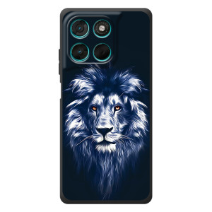 Чехол с картинкой на Motorola Moto G77 (Лев - синий)