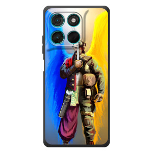 Чехол с картинкой (Патриотический КОЗАК) на Motorola Moto G77 (Козак с крыльями)