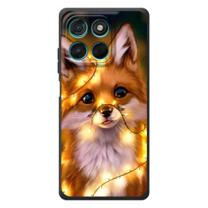 Чехол с Лисичкой для Motorola Moto G77 (Новогодний лисенок)